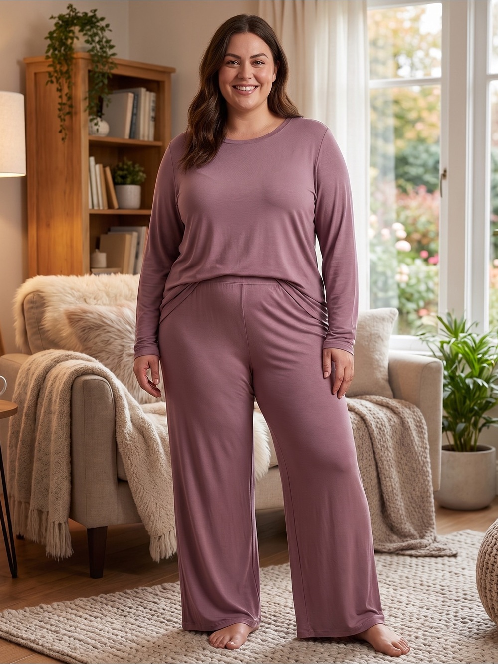 TKEES Mauve Long-Sleeve Lounge Set